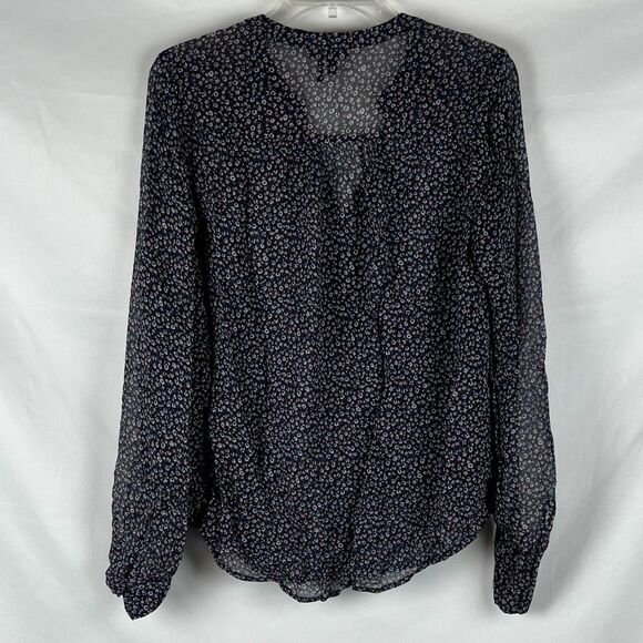 Paige Floral V-neck 100% Silk Sheer Blouse Small - Picture 3 of 12